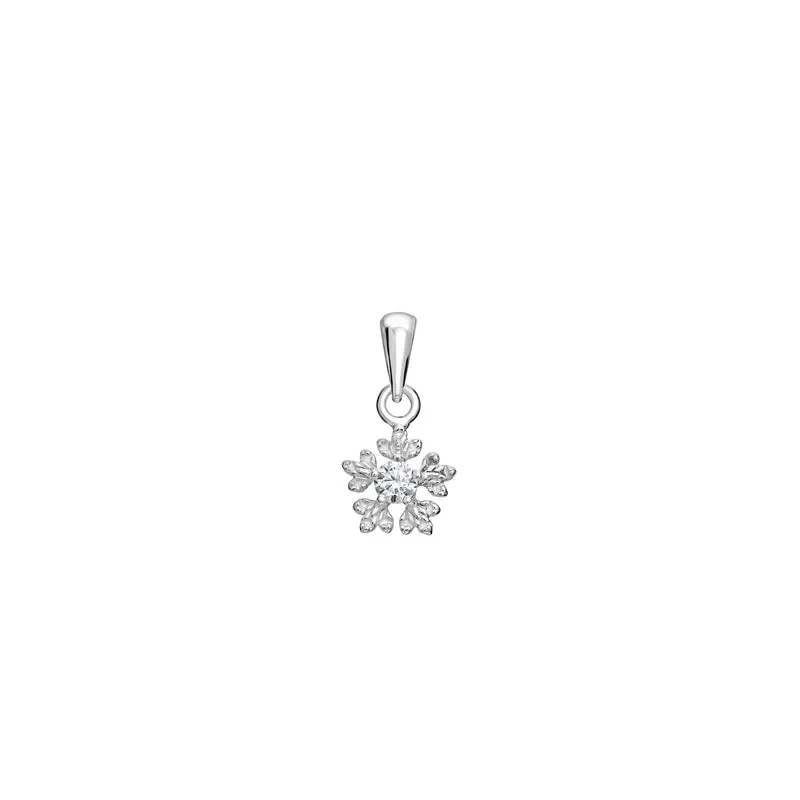 Kurate CZ Snowflake Pendant Necklace, Silver