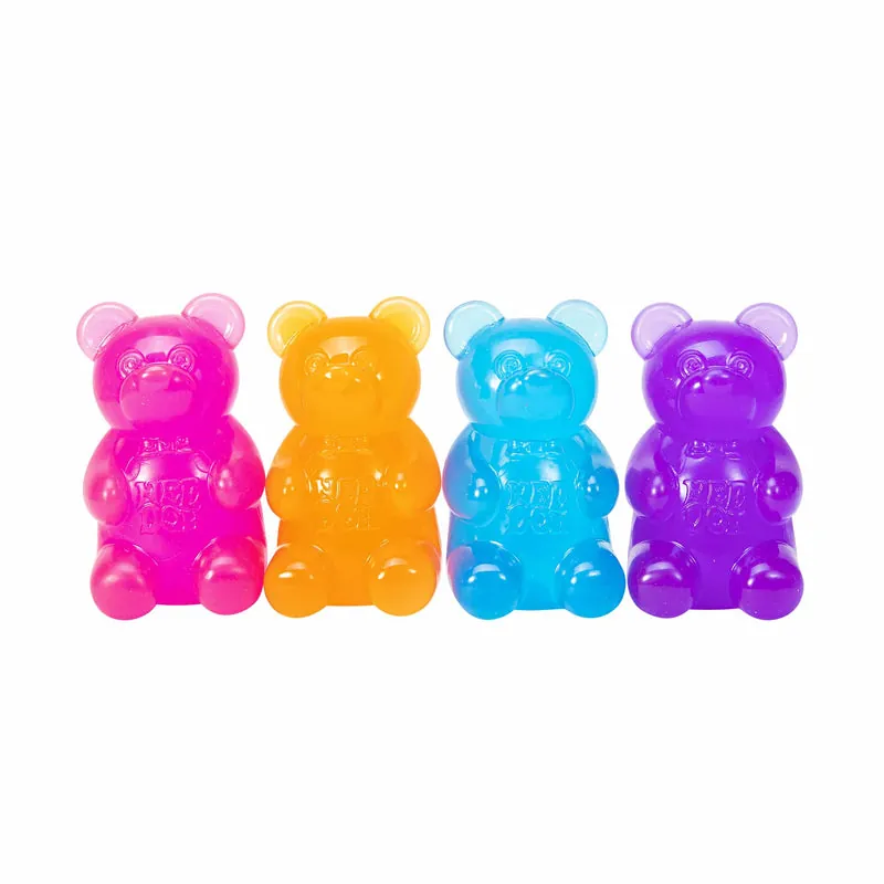 NeeDoh Gummy Bear - Sensory Fidget Toy with Jelly-Like Filling - 3.5" Tall - Set of All 4