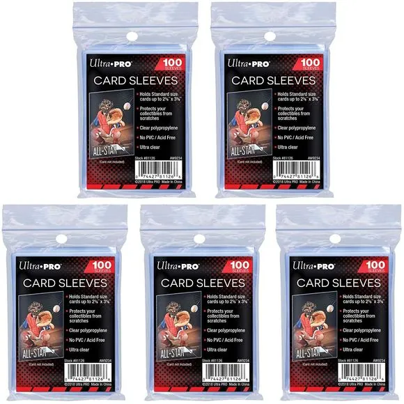 Ultra Pro 100 Pcs Soft Penny Card Sleeves 2 5/8 x 3 5/8 Inches Standard Size - 5 Pack