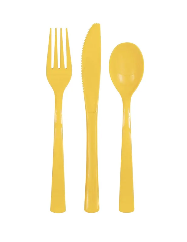 Unique Industries 39495 NEW Sunflower Yellow Plastic Silverware Set for 6 Guests (18 Pieces)