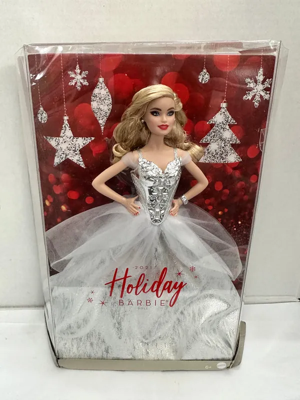 Barbie Signature 2021 Holiday Doll in Silver Gown Open Box Damage